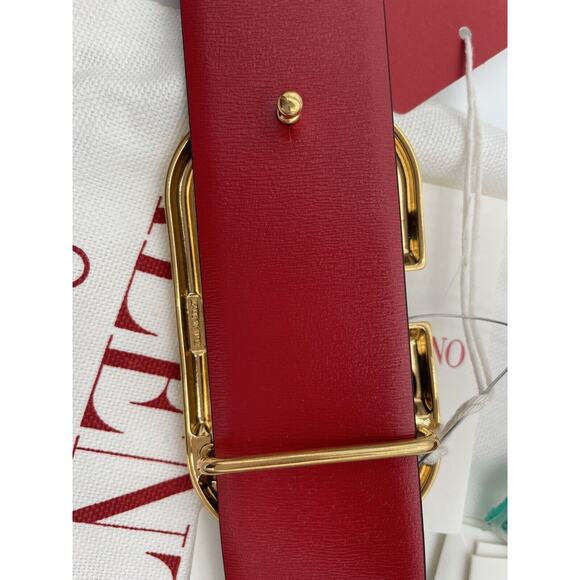 NEW Valentino Garavani V Logo Belt Reversible Black Red Gold 40mm 80 32 NWT - Picture 11 of 16